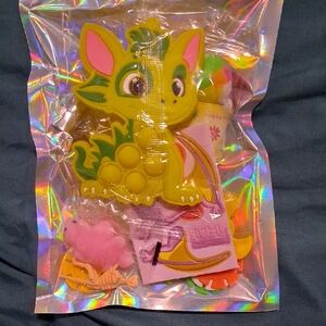 Green Dragon Pop It Fidget Toy with Pink Accents